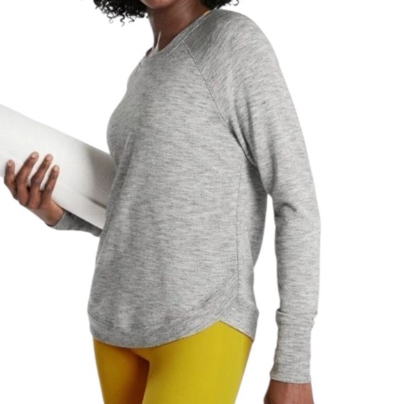 Athleta Heather Gray Long Sleeve Mindset Modal Sweatshirt XS Athleisure - Picture 3 of 9